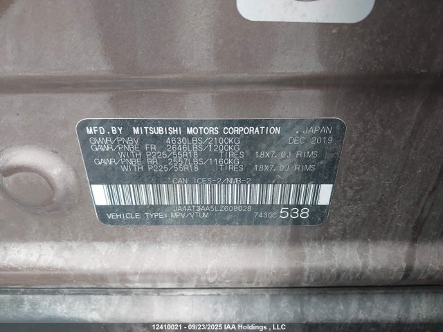 JA4AT3AA5LZ608028 Mitsubishi tc/ic mivec
