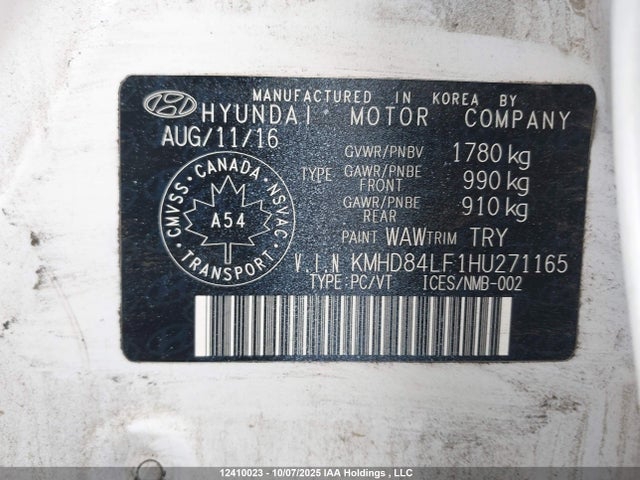 KMHD84LF1HU271165 Hyundai Elantra