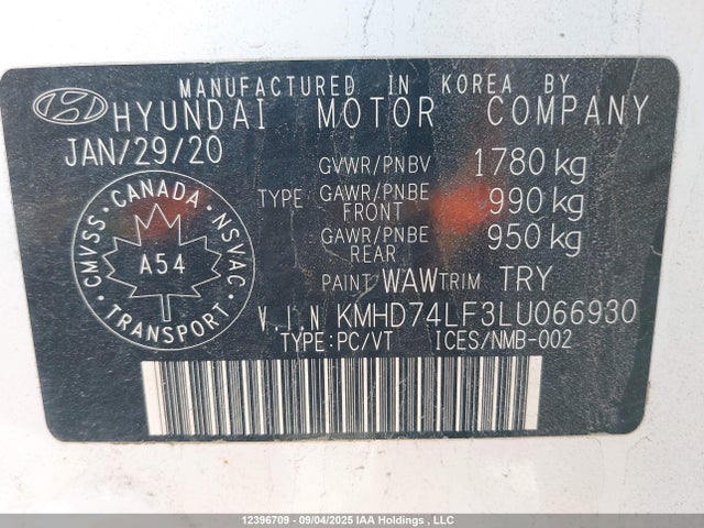 Hyundai mpi nu 2020 KMHD74LF3LU066930 Image 9