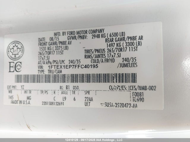 Ford F-150 2015 1FTEX1EP7FFC40195 Image 9