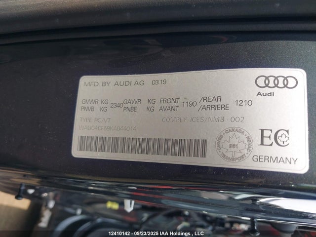 Aukcja sprzedaży 2019 Audi S5 3.0t Technik, vin: WAUC4CF59KA044014, numer aukcji: 12410142