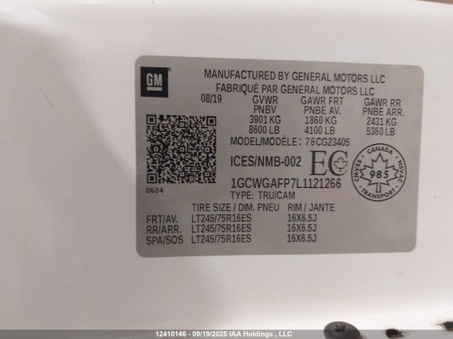 1GCWGAFP7L1121266 Chevrolet lv1 - sidi, vvt, e85 max, iron