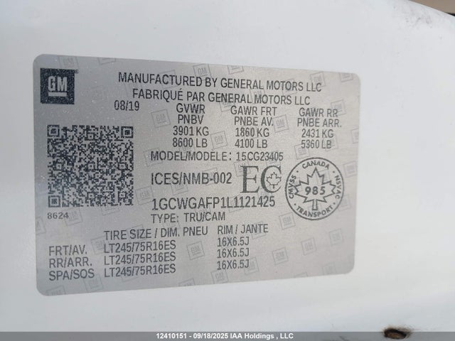 1GCWGAFP1L1121425 Chevrolet lv1 - sidi, vvt, e85 max, iron