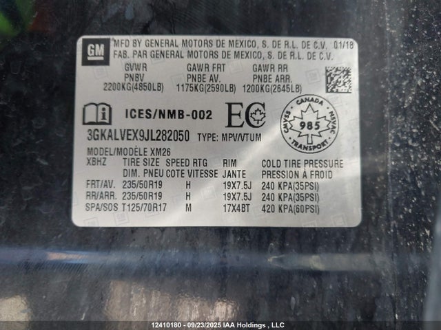 3GKALVEX9JL282050 GMC ltg - spark ignited direct injection, alum dohc, vvt, dcvcp turbo, e0-e100, alum