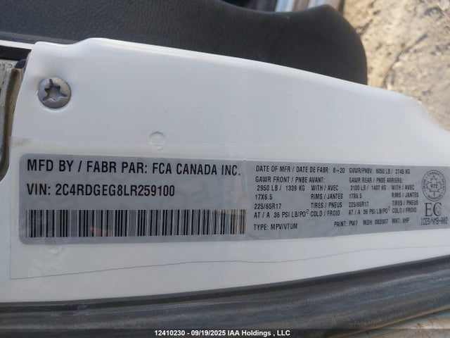 2C4RDGEG8LR259100 Dodge 2020