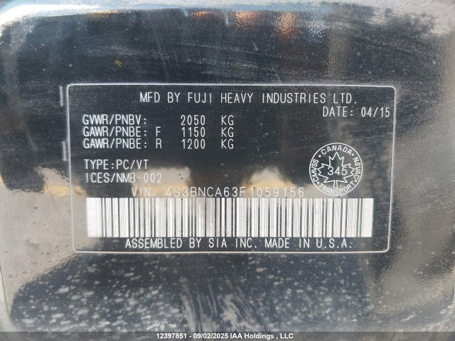 Subaru 2.5l c0 2015 4S3BNCA63F1059156 Image 19