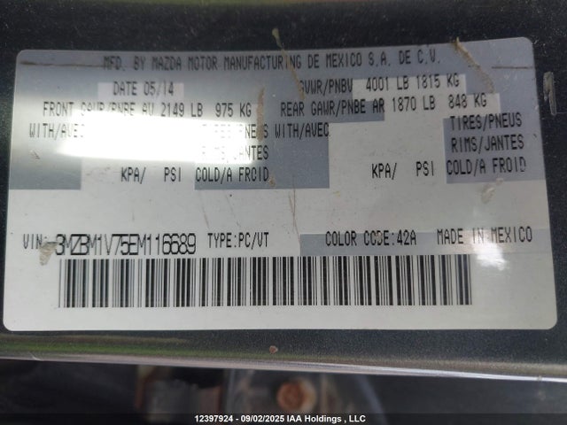 3MZBM1V75EM116689 Mazda pe