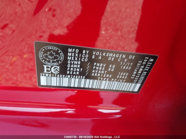 3VWG17AU0JM268659 Volkswagen Golf