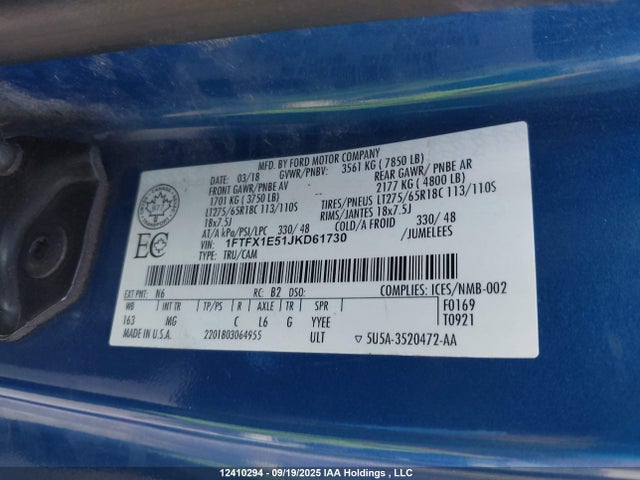 Ford 5.0l 4v 2018 1FTFX1E51JKD61730 Image 9