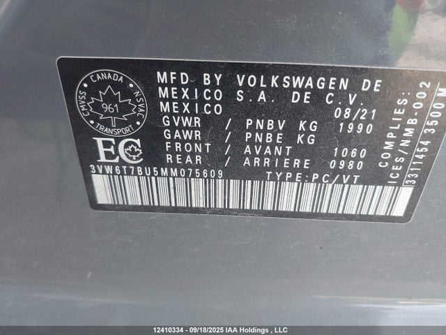 3VW6T7BU5MM075609 Volkswagen tsi
