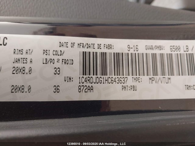 Dodge 2017 2017 1C4RDJDG1HC643637 Image 9
