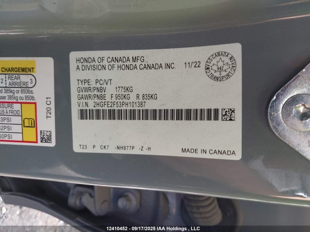Honda k20c2 2023 2HGFE2F53PH101387 Image 9