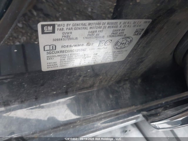 3GCUKREC6HG126342 Chevrolet l83 - sidi: spark ignited direct injection, vvt: variable valve timing, afm, e85 max, alum