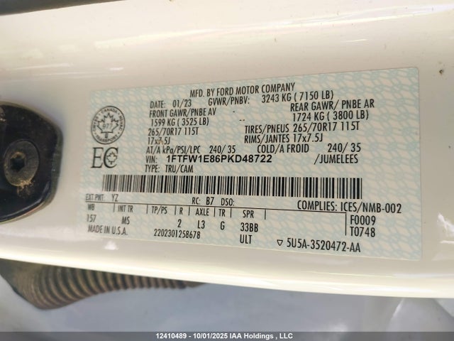 Ford gtdi 2023 1FTFW1E86PKD48722 Image 9