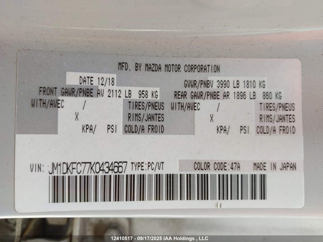 JM1DKFC77K0434667 Mazda pe