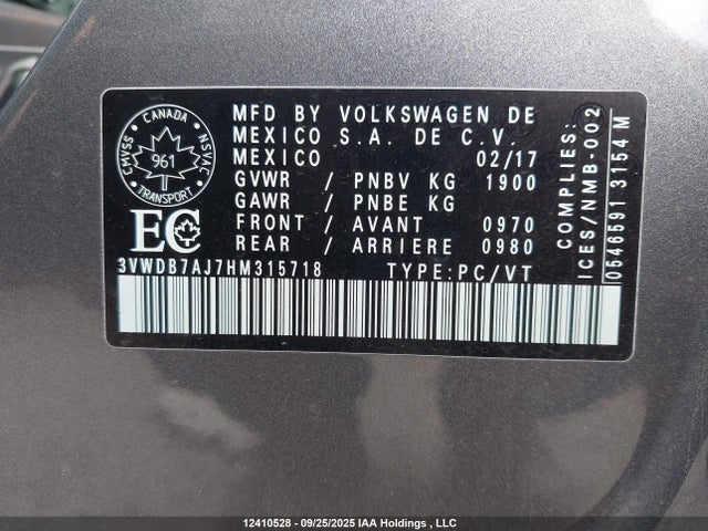 3VWDB7AJ7HM315718 Volkswagen 1.4 tsi