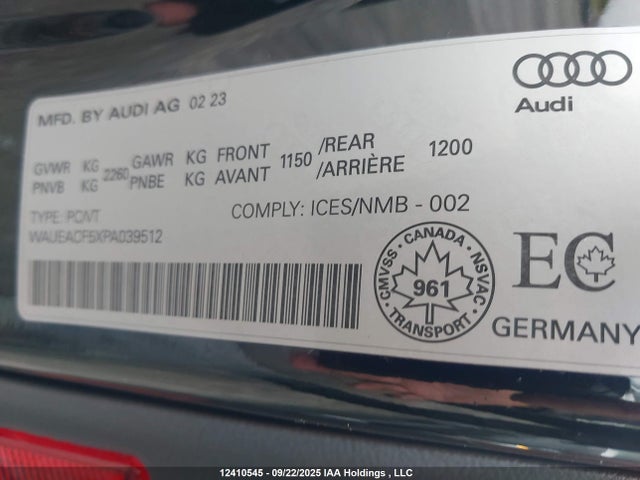 WAUEACF5XPA039512 Audi 45 tfsi