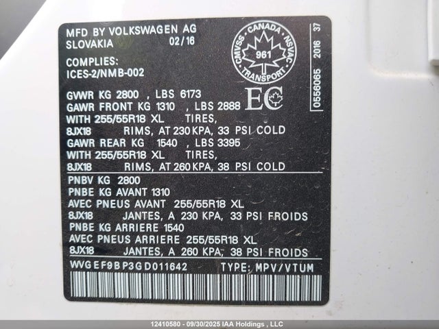 WVGEF9BP3GD011642 Volkswagen V6 Fsi/tdi