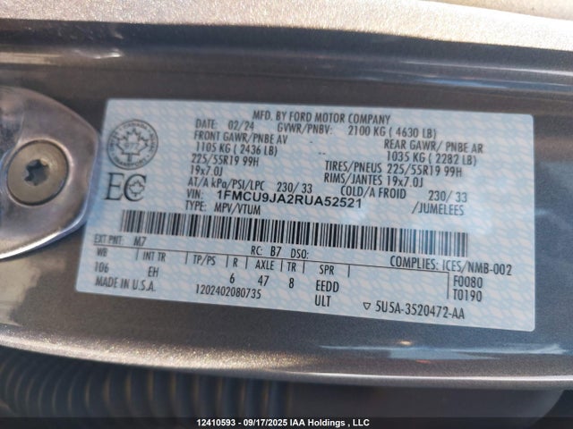Ford gtdi a 2024 1FMCU9JA2RUA52521 Image 9