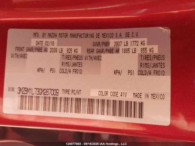 3MZBM1L73GM287009 Mazda pe