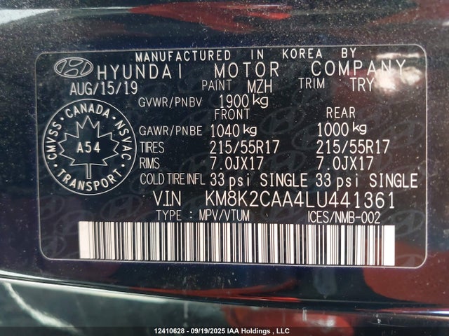 Hyundai mpi nu 2020 KM8K2CAA4LU441361 Image 9
