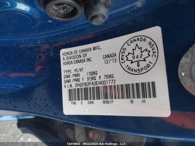 Honda r18z1 2014 2HGFB2F43EH001772 Image 18