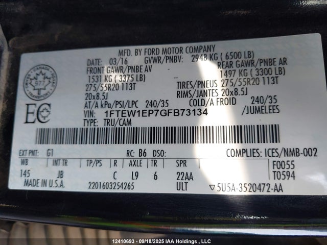 Ford F-150 2016 1FTEW1EP7GFB73134 Image 19