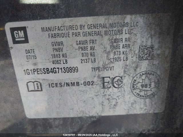1G1PE5SB4G7130899 Chevrolet luv - vvt, alum, e85 max
