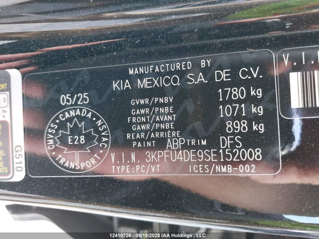 3KPFU4DE9SE152008 KIA k4