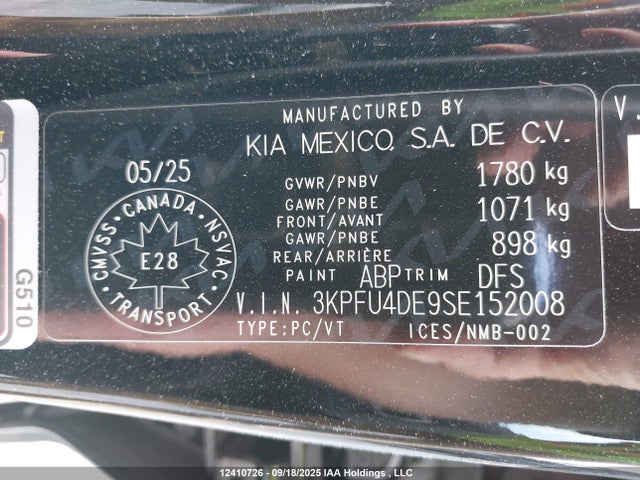 3KPFU4DE9SE152008 KIA k4
