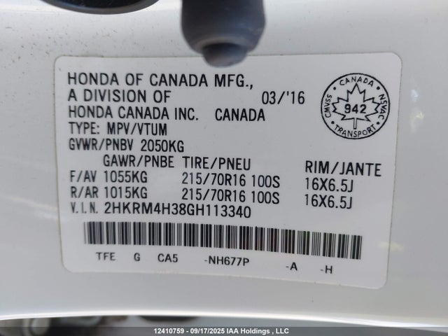 Honda k24w9 2016 2HKRM4H38GH113340 Image 19