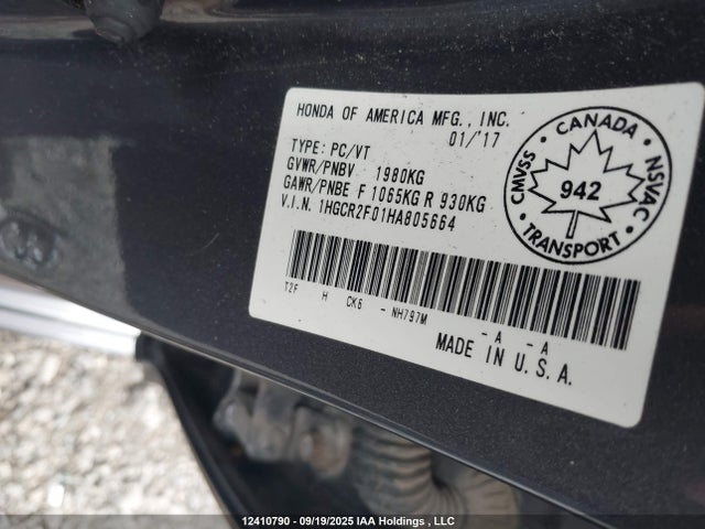 1HGCR2F01HA805664 Honda k24w1