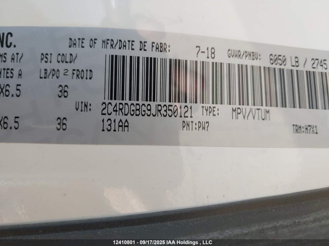 2C4RDGBG9JR350121 Dodge 2018