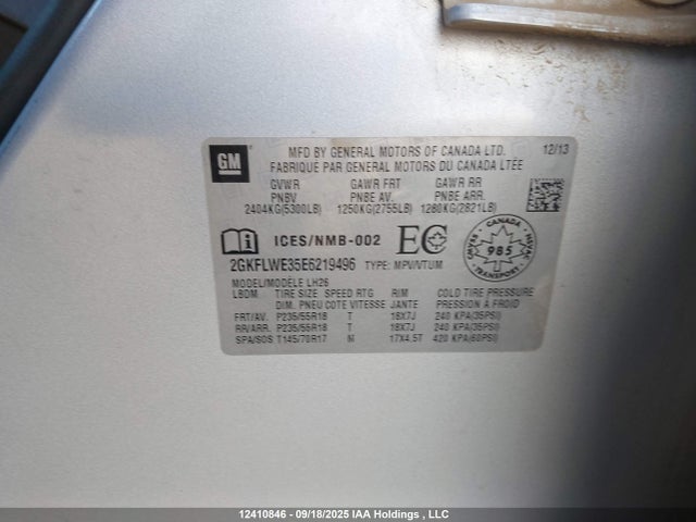 GMC lfx - vvt, e85 max, aluminum 2014 2GKFLWE35E6219496 Image 9