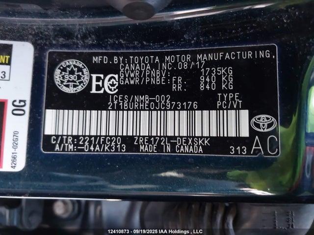 Toyota 2zr-fe 2018 2T1BURHE0JC973176 Image 19