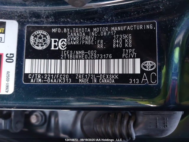 Toyota 2zr-fe 2018 2T1BURHE0JC973176 Image 9