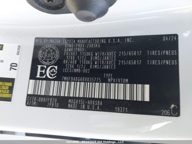 7MUFBABG6RV035775 Toyota m20a-fxs