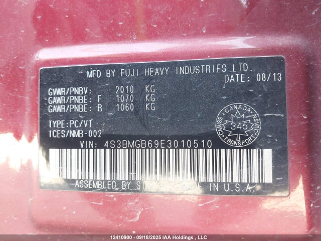 12410900 :رقم المزاد ، 4S3BMGB69E3010510 vin ، 2014 Subaru Legacy 2.5i Premium مزاد بيع