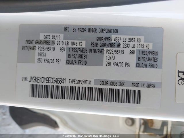 Mazda py 2014 JM3KE4DY9E0346841 Image 9