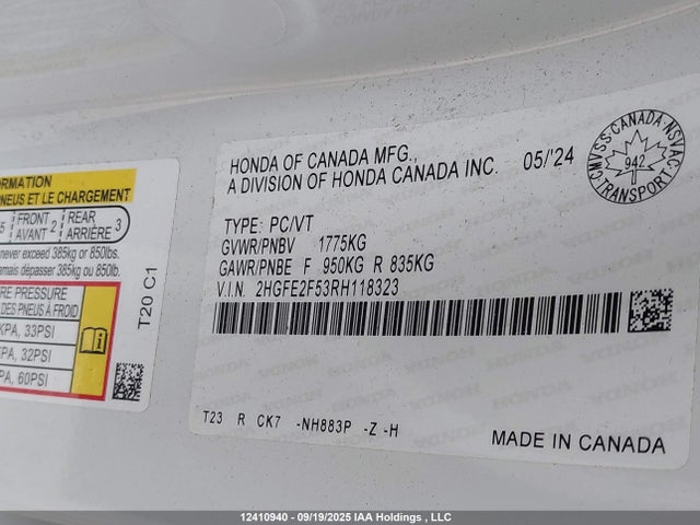 Honda k20c2 2024 2HGFE2F53RH118323 Image 9