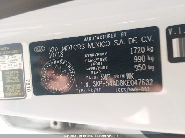 Продажа на аукционе авто 2019 Kia Forte, vin: 3KPF54AD8KE047632, номер лота: 12410943