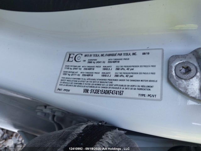 5YJ3E1EA0KF474167 Tesla MODEL 3