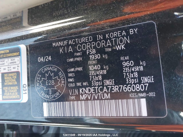 KIA t-gdi gamma-ii 2024 KNDETCA73R7660807 Image 9