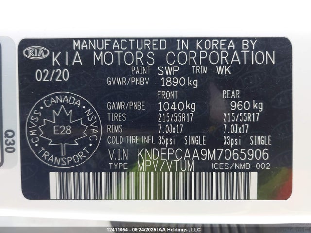 KNDEPCAA9M7065906 KIA nu mpi