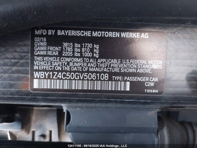 WBY1Z4C50GV506108 BMW 2016
