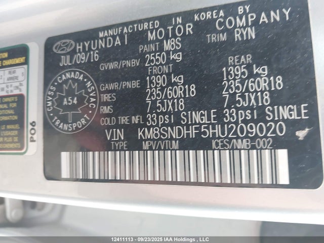 KM8SNDHF5HU209020 Hyundai gdi lambda ii