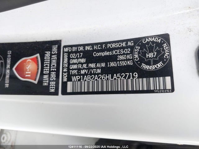 Porsche 2017 2017 WP1AB2A26HLA52719 Image 9
