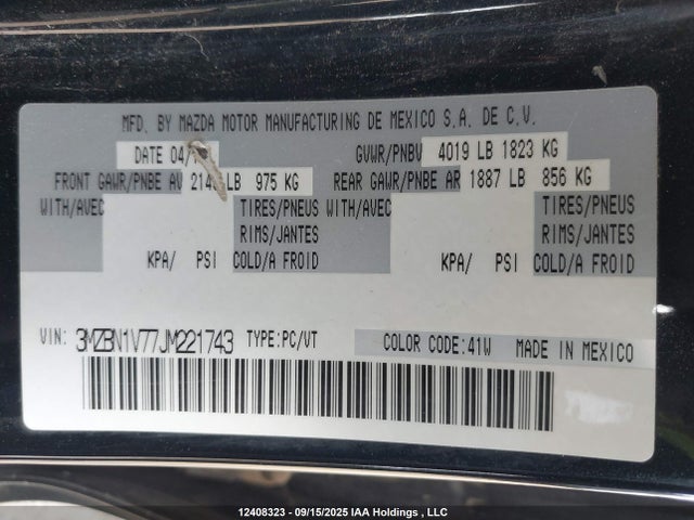3MZBN1V77JM221743 Mazda pe