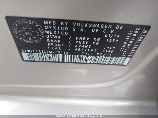 Volkswagen Jetta 2014 3VWLL7AJ2EM259112 Image 9