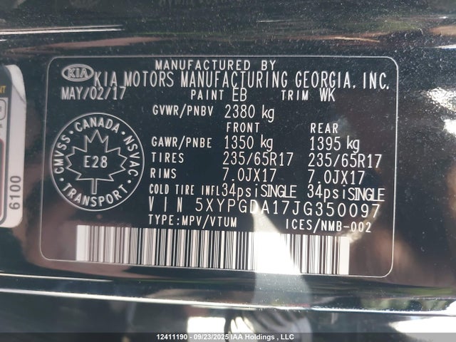 5XYPGDA17JG350097 KIA t-gdi theta-ii